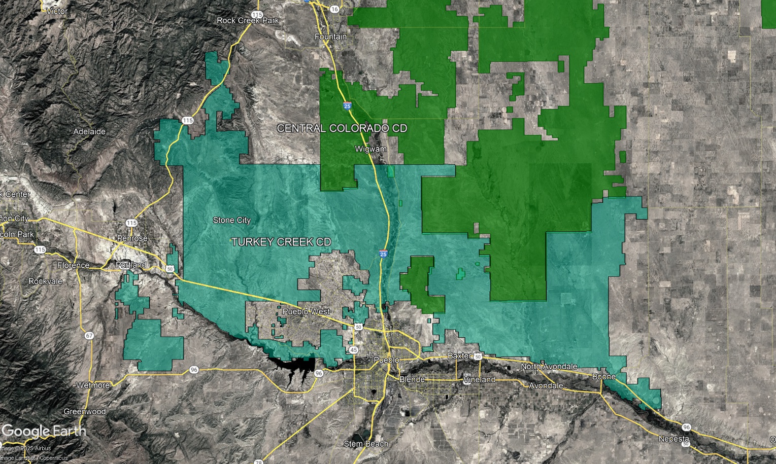 geographic map of Turkey Creek Conservation District boundaries